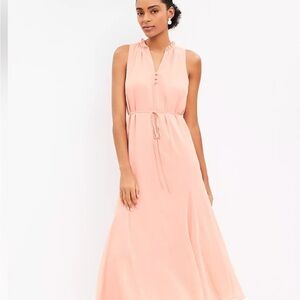 LOFT Pink Sleeveless Halter Maxi Dress